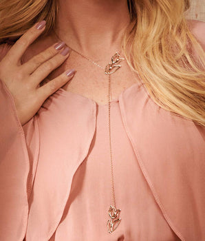 GOLD HOLLOW TULIP LARIAT NECKLACE