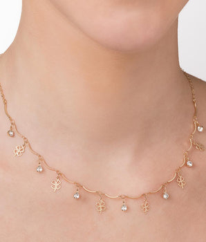 GOLD PLATED CLOVER CHOKER WITH CRYSTALS