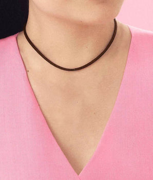 GOLD BROWN LEATHER CHOKER