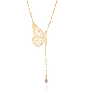 GOLD BUTTERFLY OF TIME Y-NECKLACE