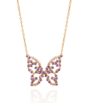 GOLD THE HISTORY OF PURPLE BUTTERFLY NECKLACE