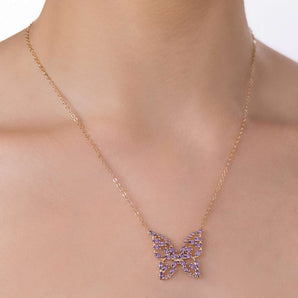 GOLD THE HISTORY OF PURPLE BUTTERFLY NECKLACE