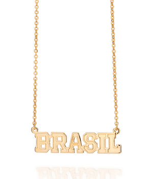 GOLD BRASIL SCRIPT NECKLACE