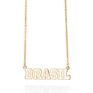 GOLD BRASIL SCRIPT NECKLACE