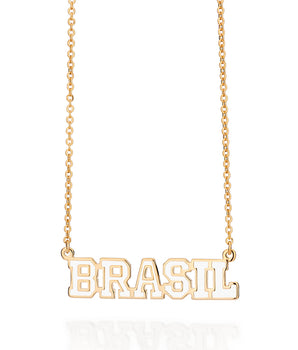 GOLD BRASIL SCRIPT NECKLACE
