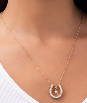 GOLD LUCKY HORSESHOE NECKLACE