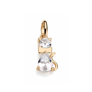GOLD PLATED CAT PENDANT WITH ZIRCONIA