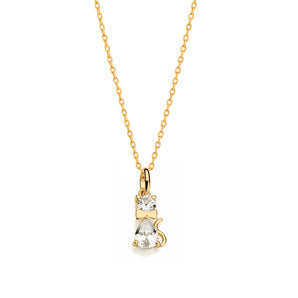 GOLD PLATED CAT PENDANT WITH ZIRCONIA