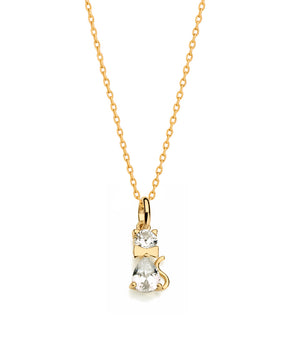 GOLD PLATED CAT PENDANT WITH ZIRCONIA