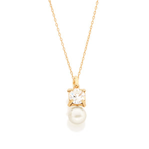 GOLD PLATED PENDANT WITH PEARL AND CRYSTAL