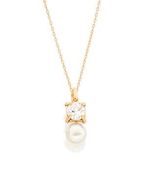 GOLD PLATED PENDANT WITH PEARL AND CRYSTAL