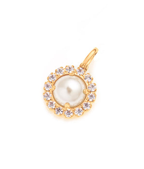 GOLD PENDANT WITH PEARL AND CRYSTAL