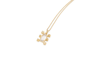GOLD PENDANT WITH CRYSTAL AND ZIRCONIA