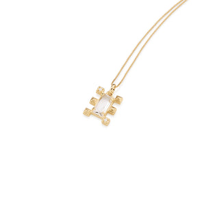 GOLD PENDANT WITH CRYSTAL AND ZIRCONIA