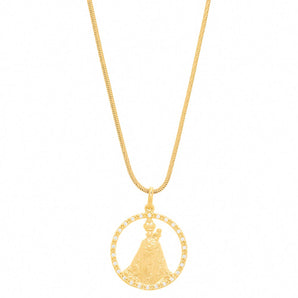 OUR LADY OF NAZARETH PENDANT GOLD PLATED WITH ZIRCONIA
