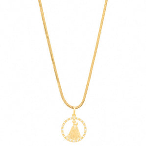 OUR LADY OF NAZARETH PENDANT GOLD PLATED WITH ZIRCONIA