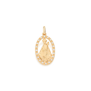 OUR LADY OF NAZARETH PENDANT GOLD PLATED WITH ZIRCONIA