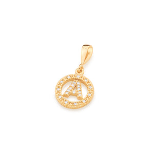 GOLD STUDDED CIRCLE LETTER PENDANT