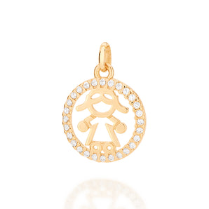 GOLD LITTLE GIRL CIRCLE PENDANT