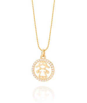 GOLD LITTLE GIRL CIRCLE PENDANT