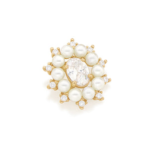 GOLD PENDANT WITH PEARL AND ZIRCONIA