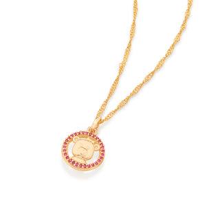GOLD TEDDY BEAR FACE PENDANT IN PINK