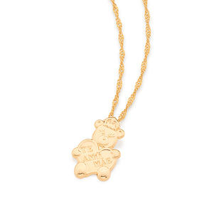 GOLD TEDDY BEAR HEART PENDANT