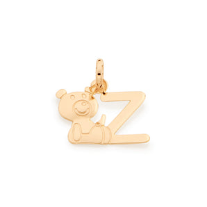 GOLD TEDDY BEAR LETTER PENDANT