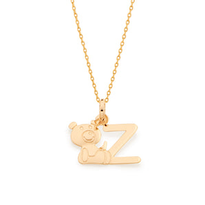 GOLD TEDDY BEAR LETTER PENDANT