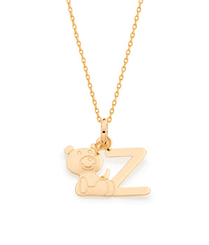 GOLD TEDDY BEAR LETTER PENDANT