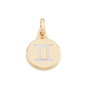 GOLD ZODIAC SIGN MEDAL PENDANT - GEMINI