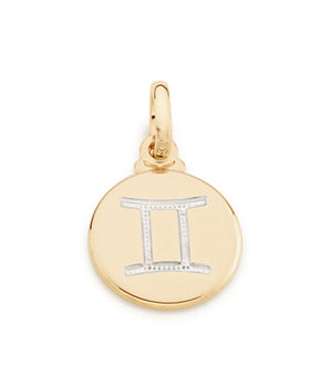 GOLD ZODIAC SIGN MEDAL PENDANT - GEMINI