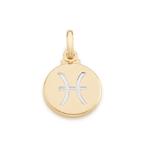 GOLD ZODIAC SIGN MEDAL PENDANT - PISCES
