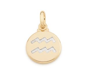GOLD ZODIAC SIGN MEDAL PENDANT - AQUARIUS