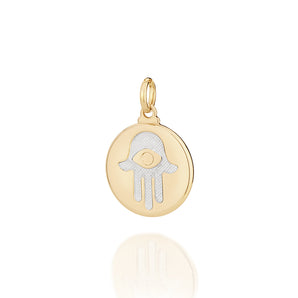 GOLD HAMSA HAND MEDAL PENDANT