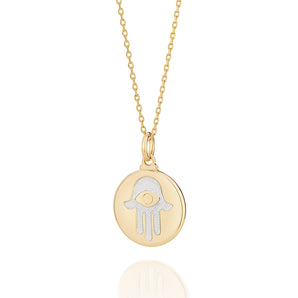 GOLD HAMSA HAND MEDAL PENDANT