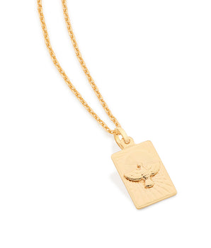 GOLD HOLY SPIRIT RECTANGLE MEDAL PENDANT