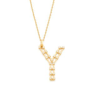 GOLD STUDDED LETTER PENDANT