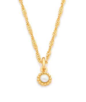 GOLD KID'S PEARL FLOWER PENDANT