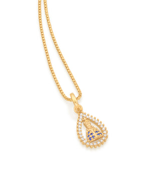GOLD OUR LADY OF APARECIDA STUDDED PENDANT
