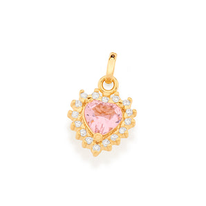 GOLD ROYAL HEART PENDANT IN LIGHT PINK