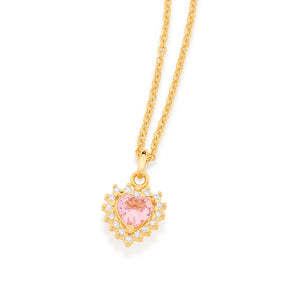 GOLD ROYAL HEART PENDANT IN LIGHT PINK