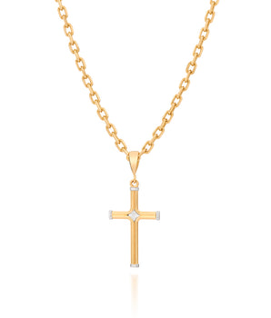 GOLD DOUBLE TONE CROSS MEN’S PENDANT