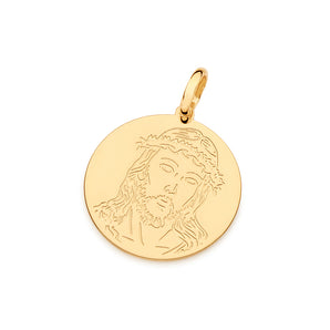 MENS GOLD JESUS AND PSALM 91:2 CIRCLE PENDANT