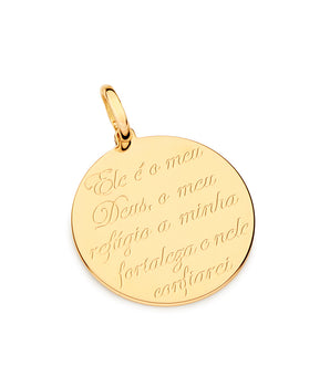 MENS GOLD JESUS AND PSALM 91:2 CIRCLE PENDANT