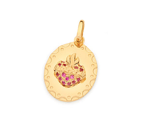 GOLD HOLY HEART OF MARY PENDANT