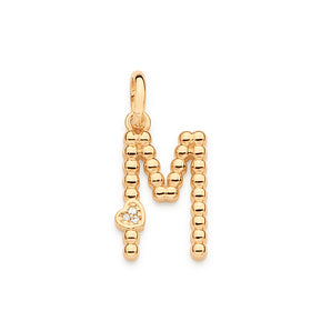 GOLD TEXTURED AND HEART LETTER PENDANT