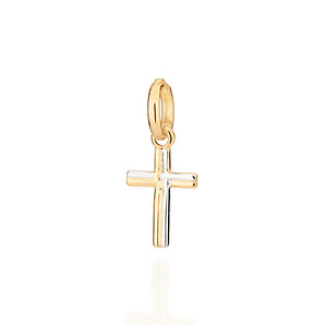 GOLD MEN'S DOUBLE TONE SMALL CROSS PENDANT
