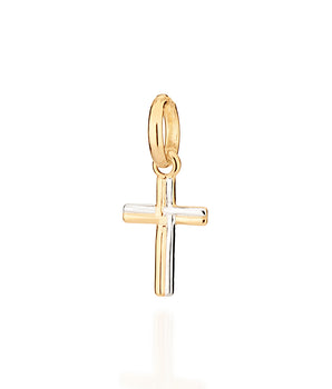 GOLD MEN'S DOUBLE TONE SMALL CROSS PENDANT