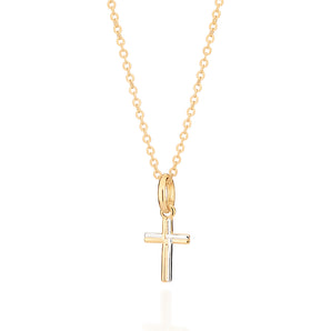 GOLD MEN'S DOUBLE TONE SMALL CROSS PENDANT